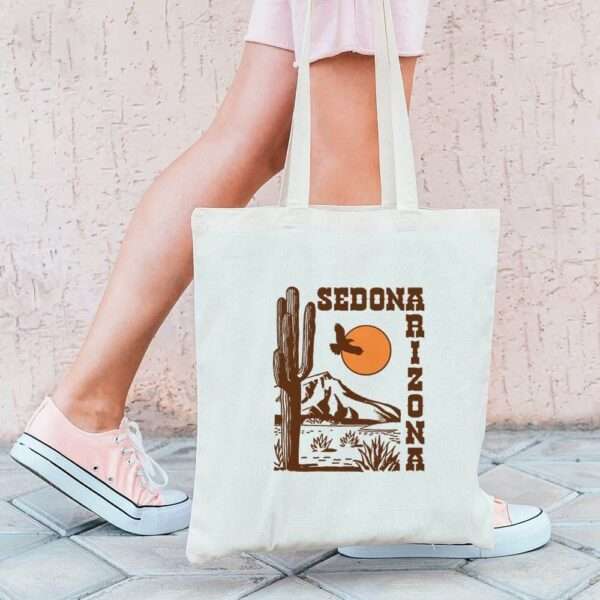 Sedona Tote Bag Natural Canvas Tote Bag, Reusable Shopping Bag