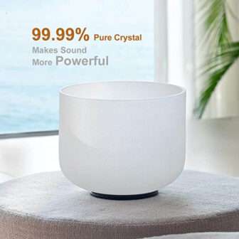 CVNC 8 Inch F Note Heart Chakra Frosted Quartz Crystal Singing Bowl Free Mallet and O-ring For Sound Healing Meditation - Image 2