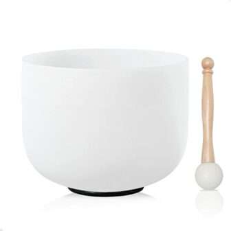 CVNC 8 Inch F Note Heart Chakra Frosted Quartz Crystal Singing Bowl Free Mallet and O-ring For Sound Healing Meditation