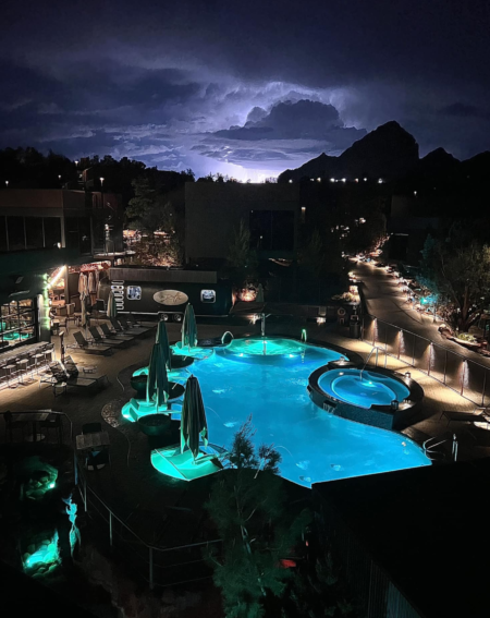Full moon Sedona - moonrise over the stunning red rock landscape and desert pools