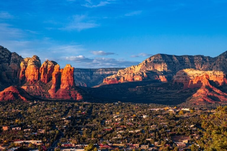 Sunset view from the airport mesa vortex sedona overlook showing red rock formations