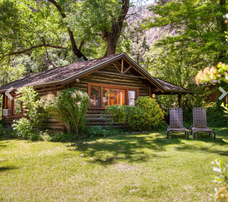 Rustic log cabin at Orchard Canyon on Oak Creek in Sedona,