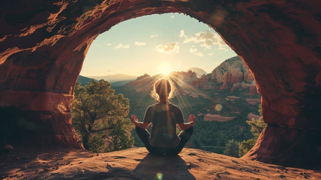 Sedona vortex meditation in red rock country