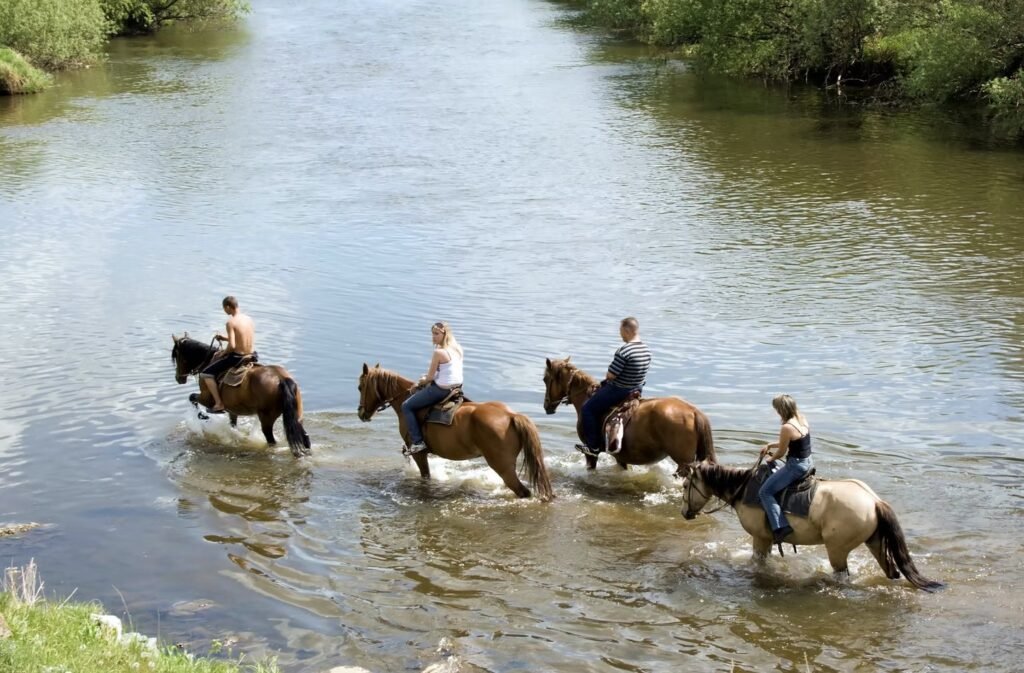 Trail Horse Adventures riders crossing the river