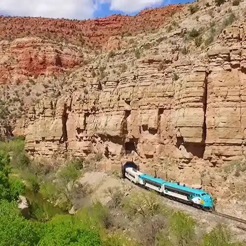 Verde Canyon Railroad in the canyon